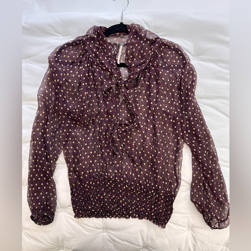 Free People Silk Sheer Blouse